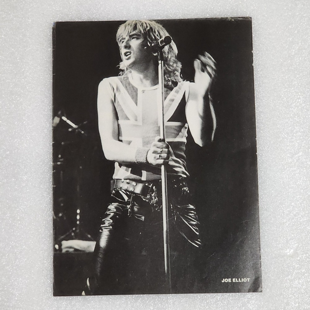 JOE ELLIOTT of Def Leppard microphone UK flag vintage poster clipping 8x10 1980s
